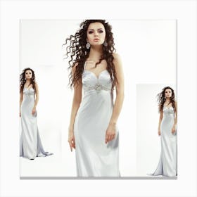 Beautiful Woman In A Silver Dress Canvas Print