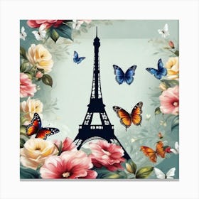 Paris With Butterflies 91 Canvas Print