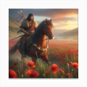 Warrior In A Field Of Poppies Canvas Print