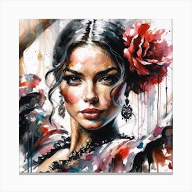 Watercolor Flamenco Dancer #2 Canvas Print