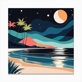 Beach At Night 3 Canvas Print