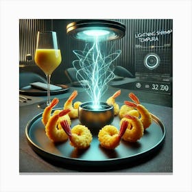 A Futuristic Culinary Dish Named Lightning Shrimp Canvas Print