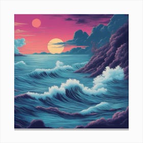 Sunset Ocean Waves Canvas Print