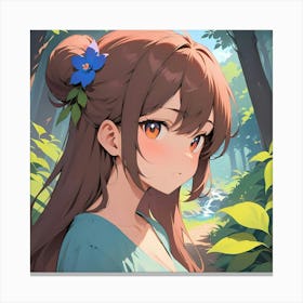 Anime Girl In The Forest Canvas Print