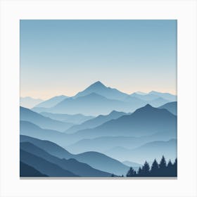 Misty mountains background in blue tone 65 Canvas Print