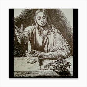 Jesus Blessing The Table; Graphics by Caravaggio Canvas Print