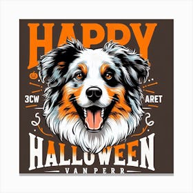 Happy Halloween Australian Shepherd 1 Canvas Print