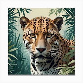 Majestic Jaguar In The Jungle Wildlife Artwork Canvas Print