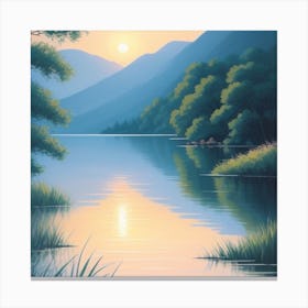 Sunset By The Lake Canvas Print