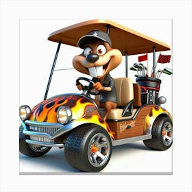 Mouse In A Golf Cart Canvas Print