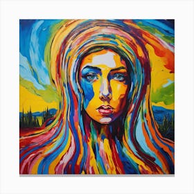 Woman With Colorful Hair 3 Canvas Print