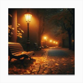 Autumn Park At Night Canvas Print