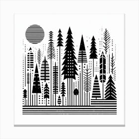 Scandinavian style, Pine forest silhouette 3 Canvas Print