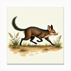 Tasmanian Devil Running Through The Bush 1 Canvas Print