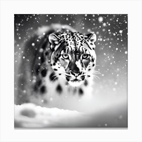 Snow Leopard Emerging from Dense Snowfall Canvas Print