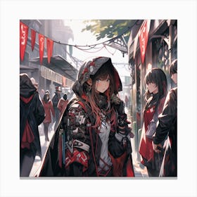 Anime Girl In Red Cloak Canvas Print