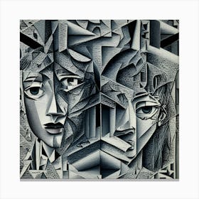 Cubism Two Faces art Canvas Print