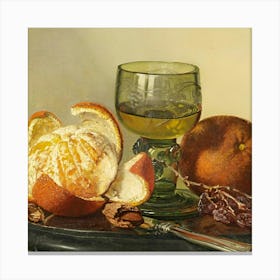 Oranges And A Glass Of Wine Canvas Print