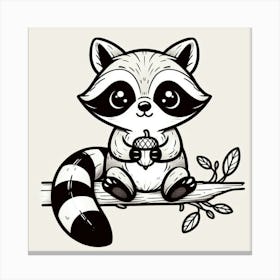 Line Art raccoon 3 Canvas Print