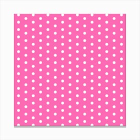 White Polka Dots On A Pink Background Canvas Print