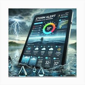 A High Tech Smart Tablet Showcasing The Storm Aler Canvas Print