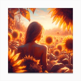 Sunflower Woman Canvas Print