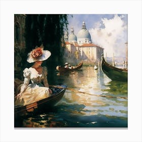Venice Gondola Water Color Canvas Print
