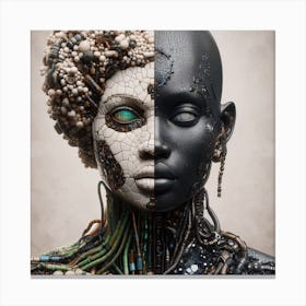 Woman With A Robot Face Canvas Print