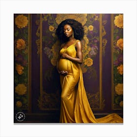 Pregnant Woman In A Yellow Dress Canvas Print