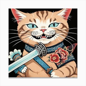 Samurai Cat 3 Canvas Print