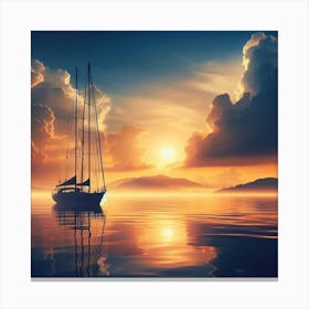 Sailboat At Sunset Canvas Print