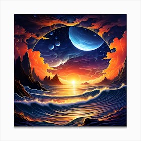 Sunset Over The Ocean 1 Canvas Print