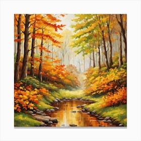 Forest In Autumn In Minimalist Style Square Composition 67 Canvas Print