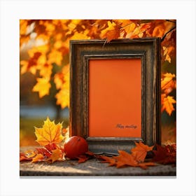 An Autumnal Scene Captured In Ultra Realistic Detail Showcases A Leaf Of Vibrant Orange Hue Profoun (2) 1 Canvas Print