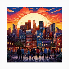 Cityscape At Sunset art print Canvas Print