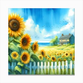 Sunflowers In The Field 2 Canvas Print