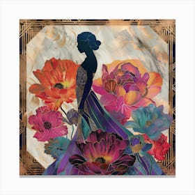 Portrait Of A Woman With Flowers 2 Canvas Print