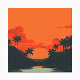 Sunset In The Jungle Canvas Print