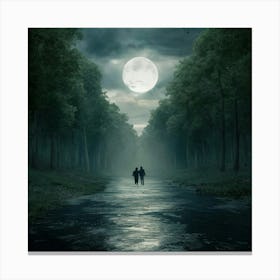 Two People Walking In The Woods Canvas Print