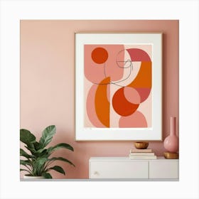 Mid Century Modern Abstract Pink Orange Art Print 2 Canvas Print