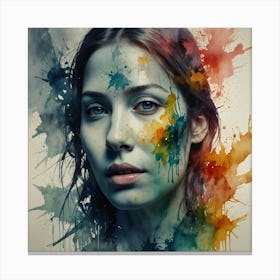 Watercolor Portrait Of A Woman 9 Canvas Print