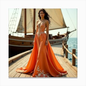 Orange Wedding Dress Canvas Print