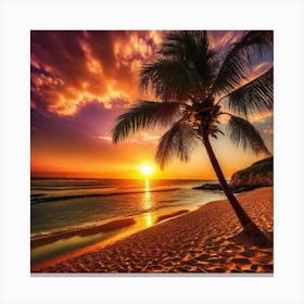 Sunset On The Beach 336 Canvas Print