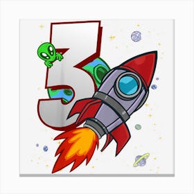 Kids Ich Bin 3 Rocket And Alien 3rd Birthday Party Canvas Print