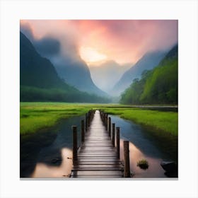 Bridge Over A Lake Canvas Print