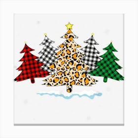 Funny Xmas Leopard Buffalo Plaid Cute Christmas Tree Squad Canvas Print