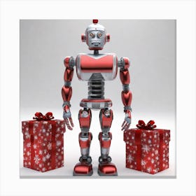 Robot With Presents Canvas Print