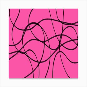 Pink and Black Line Art Canvas Print