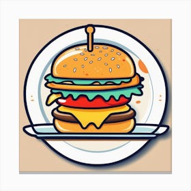 Burger On A Plate 134 Canvas Print