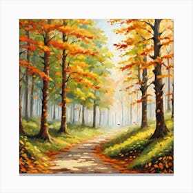 Forest In Autumn In Minimalist Style Square Composition 102 Canvas Print